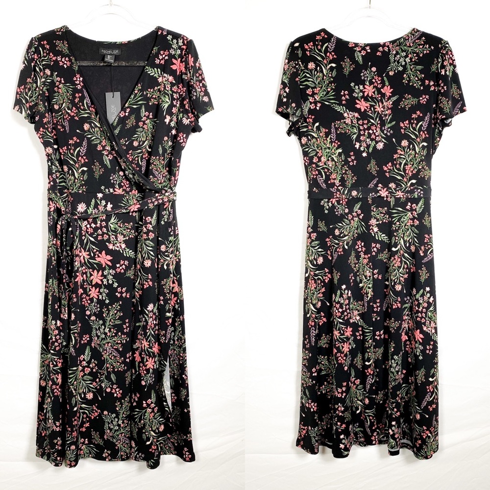 Rachel Zoe Faux Wrap Dress Floral Black